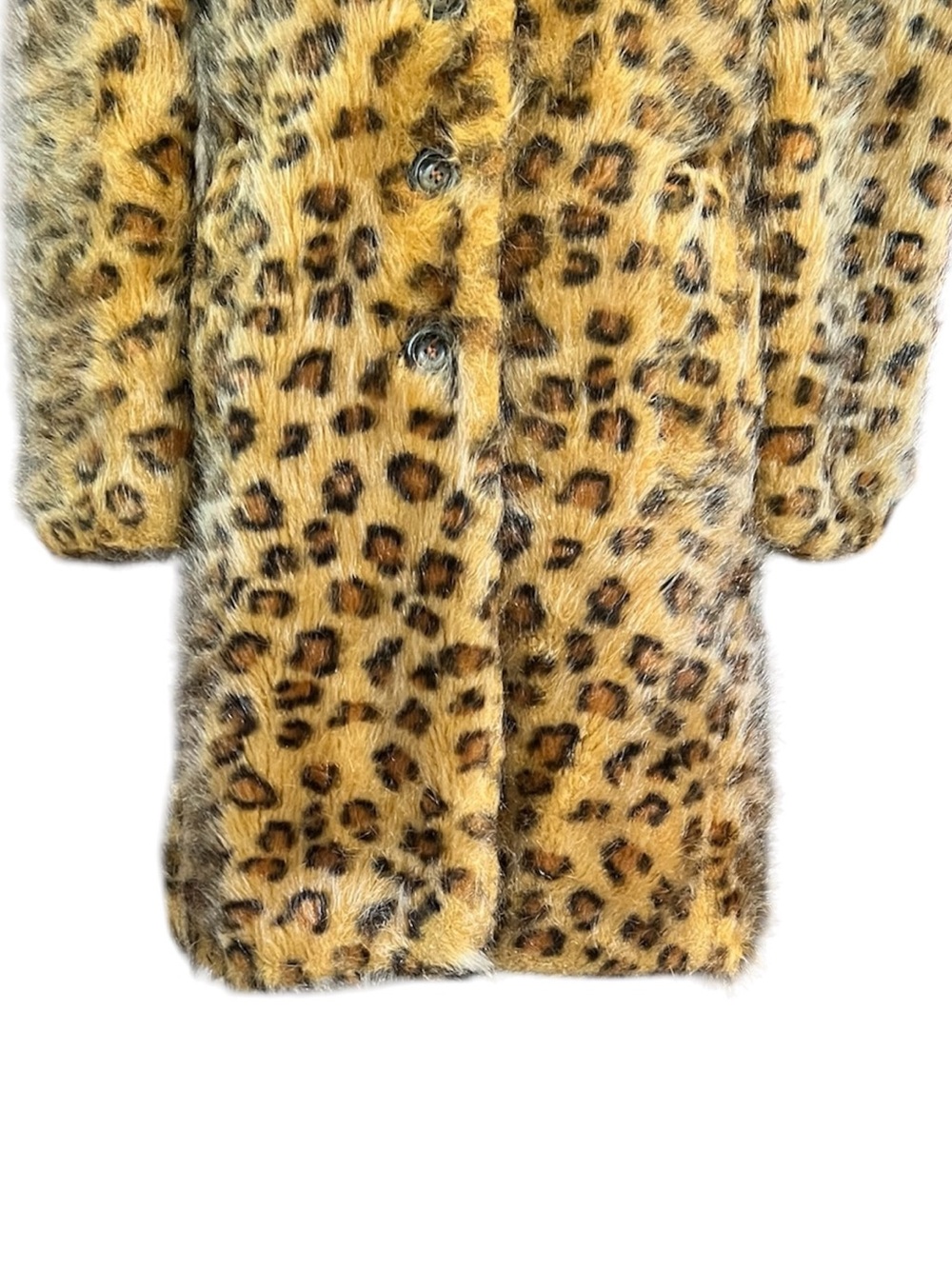 Vintage 90 Y2K Betsey Johnson New York Faux Fur Leopard Print Duster Coat Jacket - Picture 4 of 10